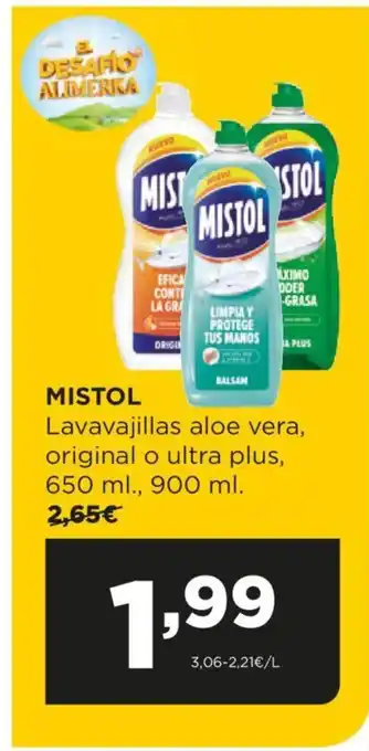 Alimerka MISTOL Lavavajillas aloe vera, original o ultra plus, oferta