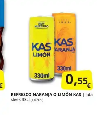 Supermercados MAS REFRESCO NARANJA O LIMÓN KAS oferta