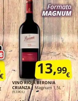 Supermercados MAS VINO RIOJA BERONIA CRIANZA oferta