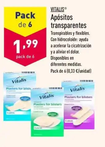 ALDI Vitalis Apósitos transparentes Pack de 6 oferta