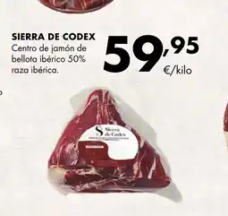 Supermercados Lupa SIERRA DE CODEX Centro de jamón de bellota ibérico 50% raza ibérica. oferta