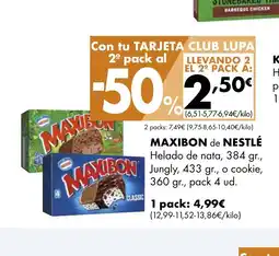 Supermercados Lupa MAXIBON de NESTLÉ Helado de nata oferta