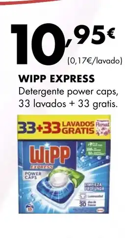 Supermercados Lupa WIPP EXPRESS Detergente power caps, 33 lavados +33 gratis. oferta