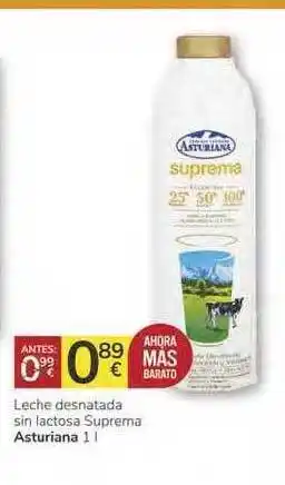 Consum Leche Desnatada Sin Lactosa Suprema Asturiana 1L oferta