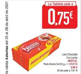 Masymas Lote Chocolate Con Leche Nestlé 3x125g oferta