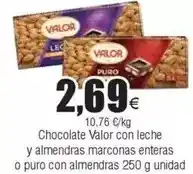 FROIZ Valor - chocolate con leche y almendras marconas enteras o puro con almendras oferta