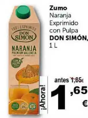 Masymas Don Simón Zumo Naranja Exprimido con Pulpa 1 L oferta