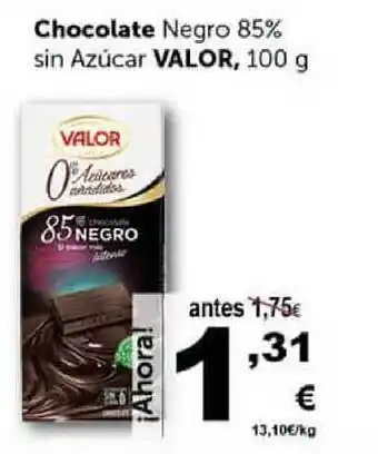Masymas Valor, Chocolate Negro 85% sin Azúcar 100g oferta