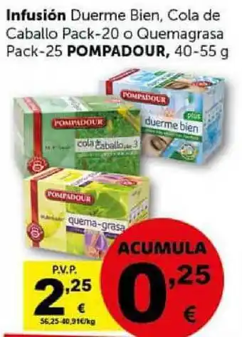 Masymas Pompadour, Infusión Duerme Bien, Cola De Caballo Pack-20 o Quemagrasa Pack-25 40-55g oferta