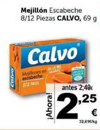 Masymas Calvo, Mejillón Escabeche 8/12 Piezas 69g oferta