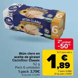 Carrefour Atún claro en aceite de girasol Carrefour Classic oferta