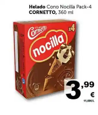 Masymas Cornetto, Helado Cono Nocilla Pack-4 360ml oferta