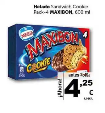 Masymas Maxibon, Helado Sandwich Cookie Pack-4 600ml oferta