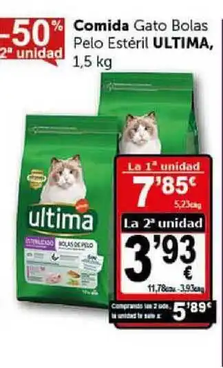 Masymas Ultima, Comida Gato Bolas Pelo Estéril 1.5kg oferta