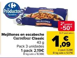 Carrefour Mejillones en escabeche Carrefour Classic oferta