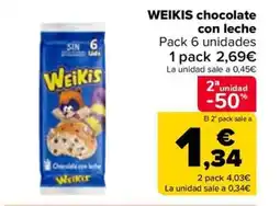 Carrefour WEIKIS chocolate con leche oferta