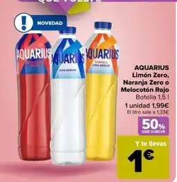 Carrefour AQUARIUS Limón Zero, Naranja Zero o Melocotón Rojo oferta