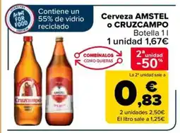 Carrefour Cerveza AMSTEL o CRUZCAMPO oferta
