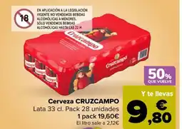 Carrefour Cerveza CRUZCAMPO oferta
