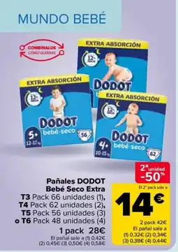 Carrefour Pañales DODOT Bebé Seco Extra oferta