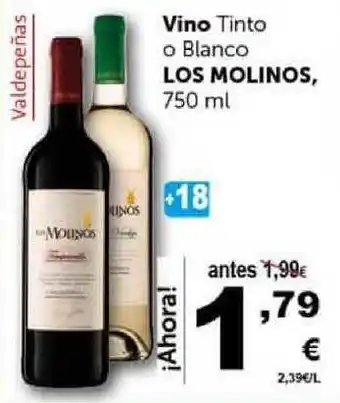 Masymas Vino Tinto O Blanco Los Molinos 750ml oferta