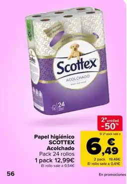 Carrefour Papel higiénico SCOTTEX Acolchado oferta