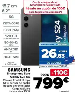 Carrefour SAMSUNG Smartphone libre Galaxy S24 5G oferta