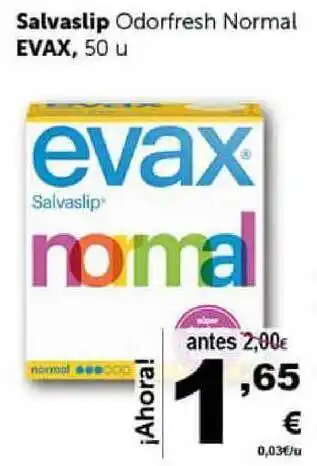 Masymas Salvaslip Odorfresh Normal Evax 50u oferta