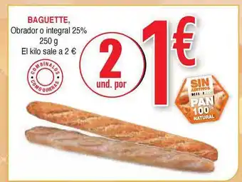 Masymas Baguette Obrador O Integral 25% 250g oferta