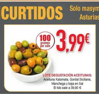Masymas Lote Degustación Aceitunas : Aceituna Kalamata, Gordal Siciliana, Manchega Y Baja En Sal oferta
