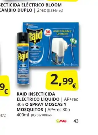 Supermercados MAS RAID INSECTICIDA ELÉCTRICO LÍQUIDO oferta