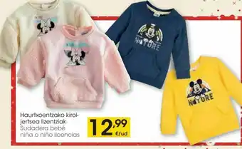 Eroski Sudadera bebé niña o niño licencias oferta