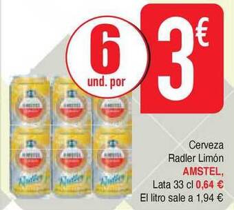 Masymas Amstel Cerveza Radler Limón oferta
