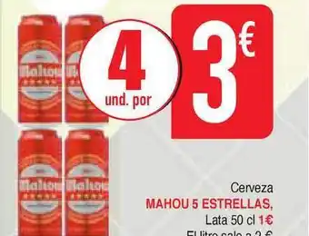 Masymas Cerveza Mahou 5 Estrellas Lata 50cl oferta