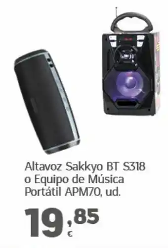 HiperDino Altavoz sakkyo bt s318 o equipo de música portátil apm70 oferta