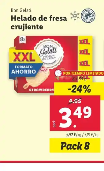Lidl Bon Gelati Helado de fresa crujiente oferta