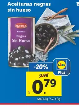 Lidl Aceitunas negras sin hueso oferta