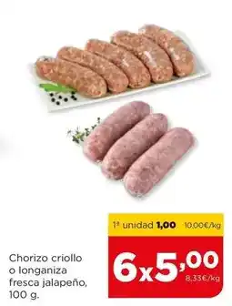 Alimerka Chorizo criollo o longaniza fresca jalapeño oferta