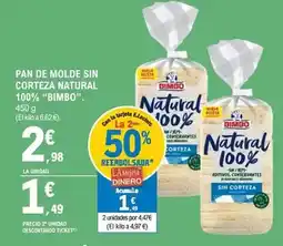 E.Leclerc Bimbo - pan de molde sin corteza natural 100% oferta