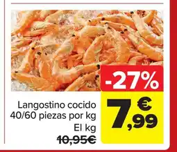 Carrefour Langostino cocido 40/60 piezas por kg oferta