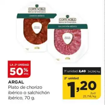 Alimerka ARGAL Plato de chorizo ibérico o salchichón oferta