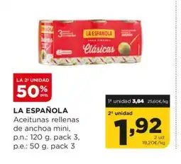 Alimerka LA ESPAÑOLA Aceitunas rellenas de anchoa mini oferta