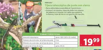 Lidl Parkside - tijera telescópica de poda con sierra oferta
