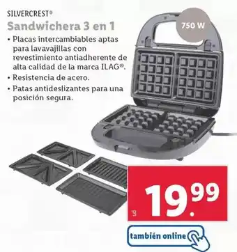 Lidl Silvercrest - sandwichera 3 en 1 oferta