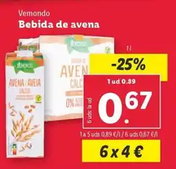 Lidl Vemondo Bebida de avena oferta