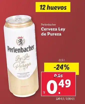 Lidl Perlenbacher Cerveza Ley de Pureza oferta