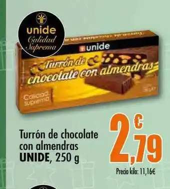 Unide Supermercados Turrón De Chocolate Con Almendras oferta
