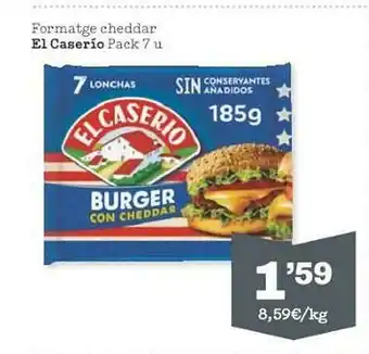 Sorli Formatge Cheddar El Caserío Pack 7 u 185g oferta