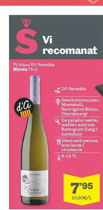Sorli Vi Blanc Do Panedès Mireia 75 cl oferta