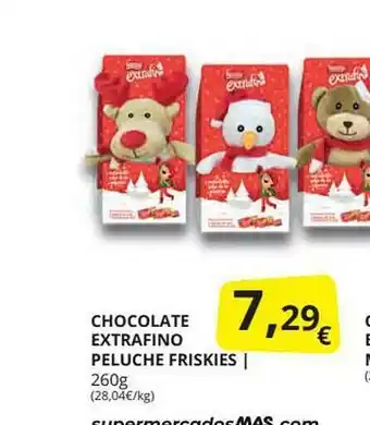 Supermercados MAS Chocolat Extrafino Peluche Friskies 260g oferta